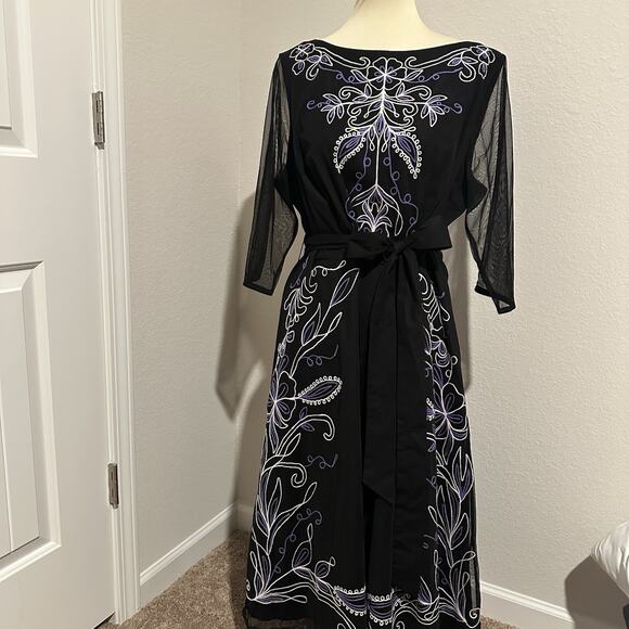 EShakti Whimsigoth Floral Embroidered Lace Dress Sz 20 2XL Dark Romance Sheer - Picture 13 of 13